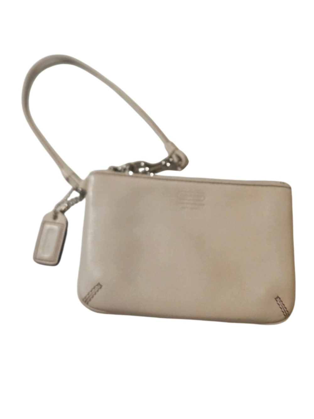 Coach Beige Leather Wristlet Clutch One Size
